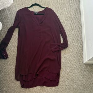Vince Deep Burgundy Long Sleeve Dress